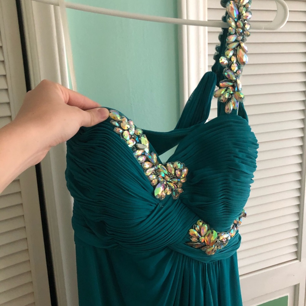Turquoise Sequin Prom Dress